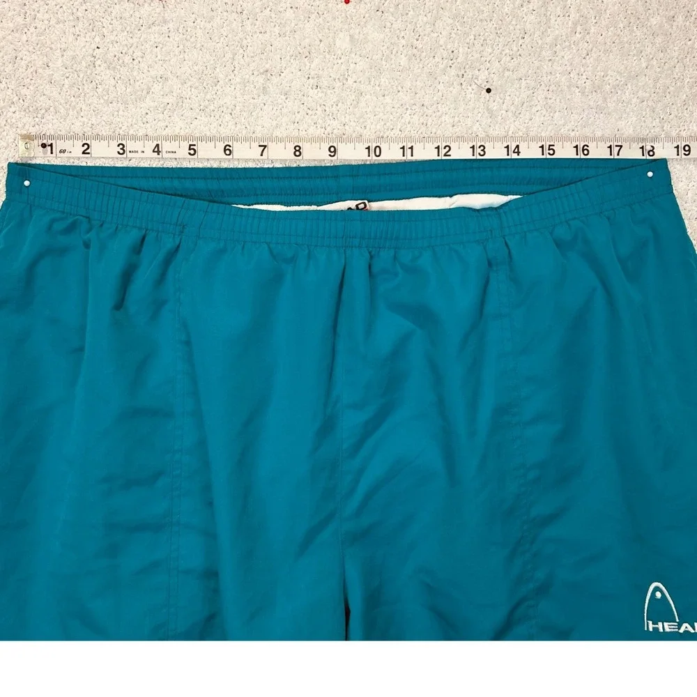 Vintage HEAD Swim Trunks Teal XL Nylon Retro 90s Shorts 3.5 Inseam Lined Pockets